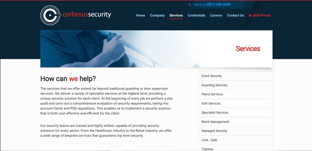 Cerberus Security's Homepage