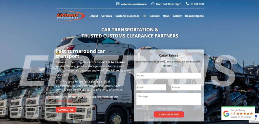 Eirtrans Autologistics Homepage