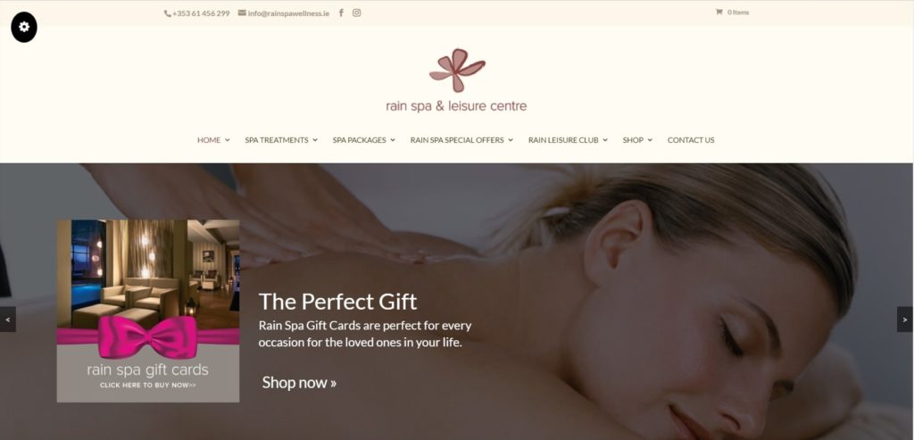 Rain Spa and Wellness Clinic's Homepage