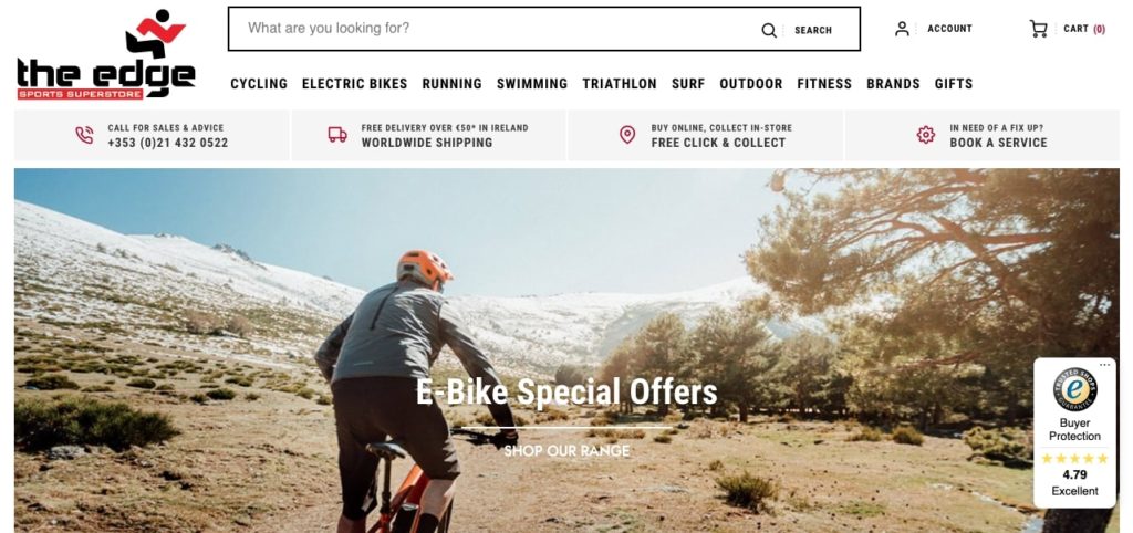 The Edge Sports Superstore's Homepage