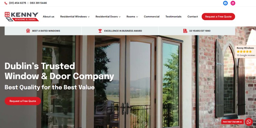 kenny windows doors homepage