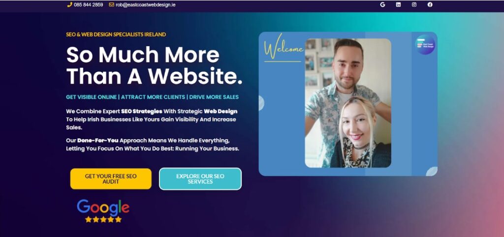 east coast web design homepage