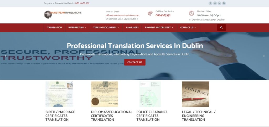 mainstream translations homepage